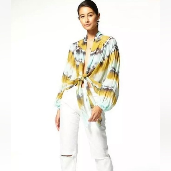 Young Fabulous & Broke Tops - Young Fabulous & Broke Mila Tie Front Top in Olive Harmony Wash